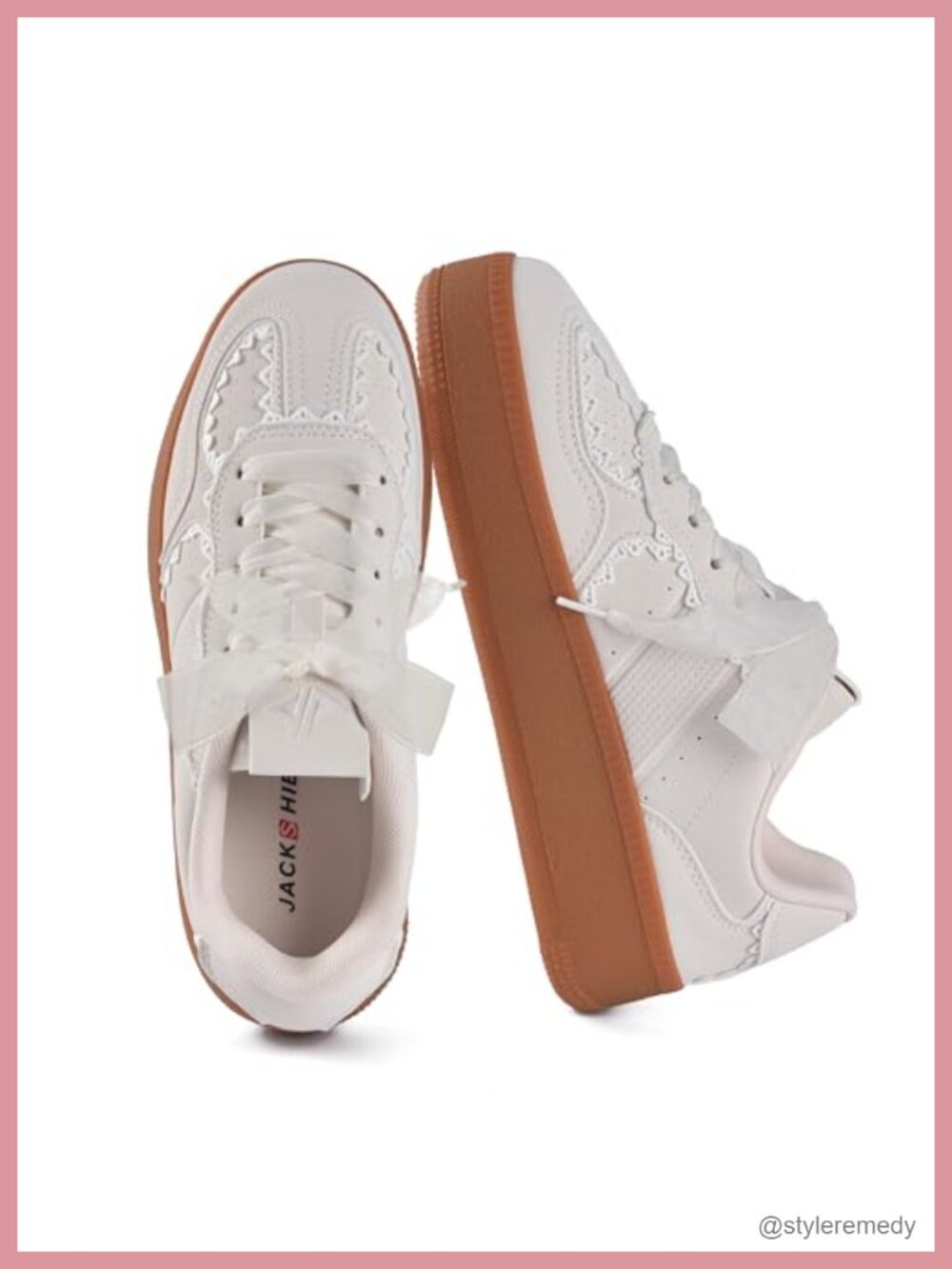Lace-Up Platform Sneakers with Memory Foam Arch Support Gum Sole